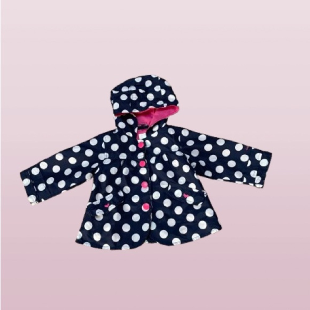 Navy Polka Dot Hooded Jacket